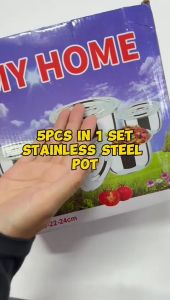 🐻DAILY2U🐻 5 In 1 Stainless Steel Conditioning Food Stock Pot With Lid Periuk Masak Food Storage Indian Pot