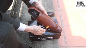 Giày tây nam trơn đơn giản HKSTORE da bò thật 100% hàng đẹp da xịn kiểu dáng đơn giản lịch lãm thích hợp quần tây nam