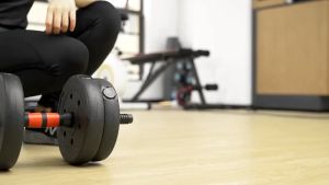 READY STOCK Dumbbell Set 15kg Dumbell Bumper Rubber Coated + 40CM Foam Connector Gym Home Fitness Pemberat Deadlift 健身哑铃