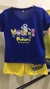 Stelan Kaos Anak PORORO Viral Usia 1-8 Thn