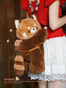 Adorable Plush Little Panda Slant Crossbody Bag Youthful Female Style Zipper Closure Daily Use Gift for Girls