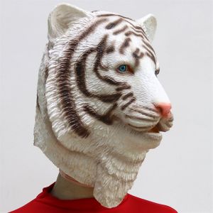 Animal Tiger Mask Latex Headwear Halloween Party Costume Props Funny Performance Mask Entertainment Gaming Accessories