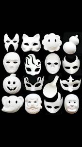 For 2Pcs Cat Masks to Decorate Pure White Paper DIY Blank Fox Hand-Paintable Anime Half Face Masks