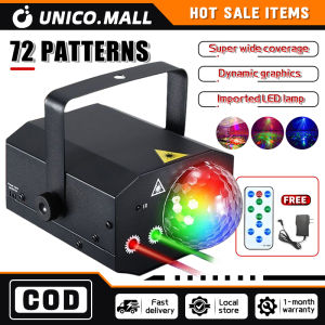 72 patterns LED Party Light RGB Magical Ball Disco Ball Light Stage Effect Lamp Music Party Projector Rotating Light KTV Home Laser Sound Activated