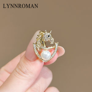 Lynnroman Pearl Horse Brooch Pin Womens Fashion Elegant Design Premium Feel Brooch Pin Accessory Fresh out New Unique