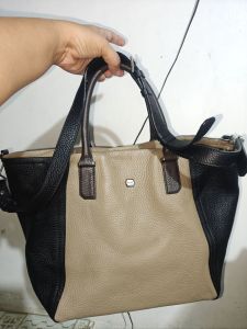 Preloved Bege Couture Korea Bag with SlingGenuine Leather Bag