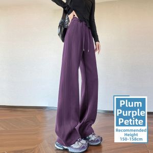 Plum Colored Womens All-Season Casual Slim Fit Wide Leg Sport Pants