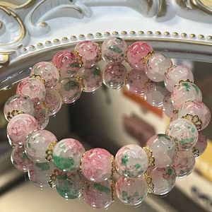 Chinese Style Cherry Blossom Gradient Glazed Bracelets For Women Ins New Beaded Bracelets Gift For Women