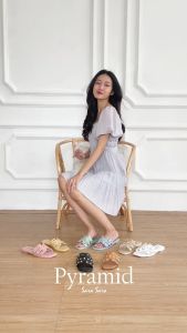 Sara Sara Pyramid I Sandal Slop Flat Wanita Stylish Casual Motif Trendy Kekinian Kualitas MALL
