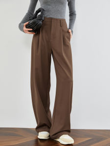 High Waist Wide Leg Pants Womens Black Drapey Suit Pants Straight Cut Casual Trousers Korean Style Commute Fashion