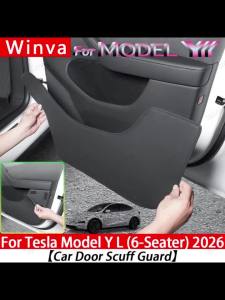 For 6-Seater Tesla Model YL 2026 Front and Rear Door Anti Kick Pads Door Panel Protection Pads Anti-Wear Protection 4pcs