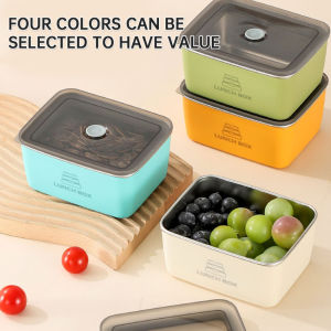 สแตนเลสตู้เย็นเก็บความสด-รักษาเกรดกล่องเก็บอาหารผักสดกล่องอาหารกลางวันเข้าเตาไมโครเวฟได้กล่องผลไม้