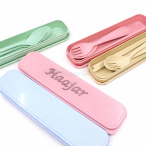 Wheat Straw Cutlery Set – Eco-Friendly Travel Set with Personalized Engraving