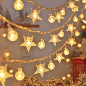 1PC 1.5M/3M/6M Star Bubble Ball Battery Box Christmas Atmosphere Decoration Light StringExcluding BatteryUsed for PartyRoom