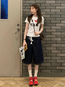 Quần Jeans Denim Xanh Tối Cổ Điển Mới 2025 Quần Ống Rộng Thẳng Cho Nữ Mùa Hè Quần Áo Thường Ngày Quần Áo Thời Trang Cao Cấp