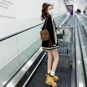 Trendy Street Style Baseball Jacket Womens Early Spring New Color Block Casual American Fashion Sweet Cool Top