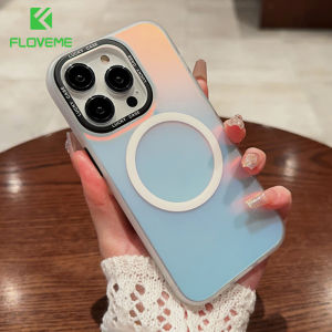 FLOVEME Magsafe Matte Gradient Laser Aurora Phone Case For iPhone 15 14 13 12 11 Pro Max 15 14 Plus Wireless Charging Full Protection Frosted Hard PC Shockproof Back Cover For iphone 15 14 13 12 11