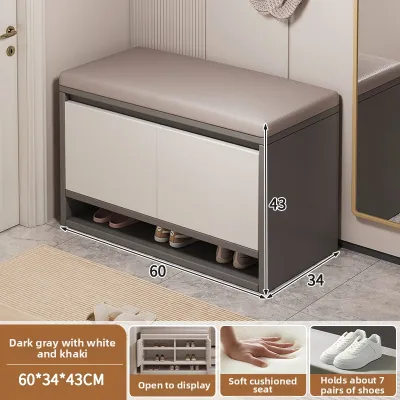 Luxurious Entryway Shoe Changing Bench Integrated Shoe Rack