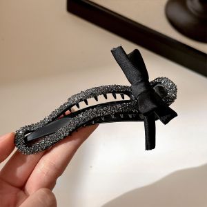 Korean Style Butterfly Knot Diamond Embedded Hair Clip Womens 2025 New Fashion Duckbill Clip Side Hair Clip Back Head Grab Clip