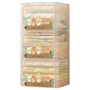 Large Capacity Folding Clothes Storage Box Set of 3 Home Use Wardrobe Organizer Dormitory Storage Basket Box Bag for All Clothes