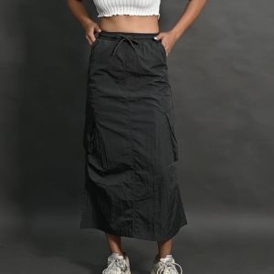 QUEENTIN Rok Kargo Wanita Casual 0401 Katun Parasut Twill Polos Premium