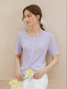 INMAN | Cool Silk Lace Embroidered Knit Blouse