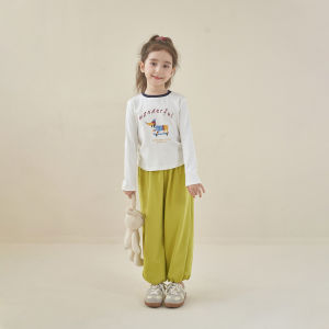 Fashionable Casual Cartoon Print Girls T-shirt Spring New Arrival Baby Clothes Comfortable All-match Long Sleeve round Neck Top