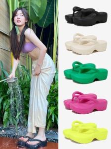 Zhaolu Si Cùng Phong Cách Nữ Mặc Ngoài Trời Mùa Hè Đáy Dày Jelly Slip-On Sandals Dễ Thương Chất Liệu PU Phong Cách Cao Gót