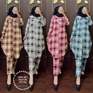ONE SET RAYON KOTAK/ATASAN MUSLIMAH TERBARU/BUSANA MUSLIMAH TERBARU