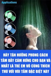 Vòi Sen Tắm Tăng Áp 360 Led Phát Sáng Đổi Màu Kiểm Soát Nhiệt Độ với lõi lọc cặn bẩn tay cầm nút tắt mở điều chỉnh áp lực nước CuuLongstore