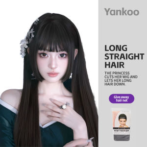 Hime Cut Style Long Straight Wig Fashionable Natural Realistic Full Wig Lolita Princess Hairpiece