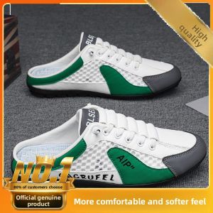 Mens Summer Outdoor Slip-On Thick Bottom Birkenstock Slippers Breathable Mesh Slipper Anti-Slip Deodorant Lazy One-Step Shoes