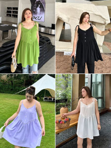 Heart-to-Heart Plus Size Womens Lace-up Loose Camisole Summer Fat Sister mm Covering Belly Thin Sleeveless V Neck Tops