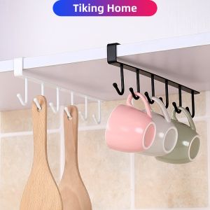 6 Hook Coffee Cup Mug Holder Hook Shelf Multifunction Kitchen Rack Cabinet Sundries Organizer Storage Hanger