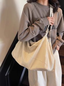 New Lazy Style Large Capacity Washed Cotton Retro Artistic Single Shoulder Crossbody Bag for Commuting And Class