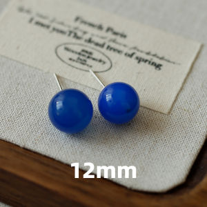Elegant Vintage Blue Agate Clip-On Earrings New Chinese Style Minimalist Simple No Piercing Required Fashion Jewelry Accessories