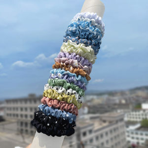 20pcs Small Hair Ties Solid Color Floral Fabric Hair-Friendly Hair Ties Light Blue Coffee Brown Autumn Accessories Candy Color T