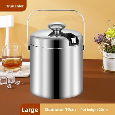 Stainless Steel Double Layered Metal Ice Bucket Wine Cooler Cocktail Maker with Lid And Ice Clamp Ho