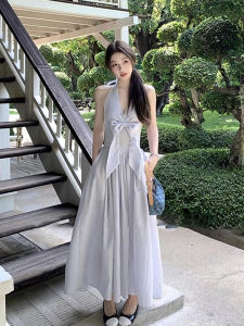 CHOUXIE | Đầm Cổ Yếm Áo Cổ Yếm Dây Đan Tôn Eo Thon