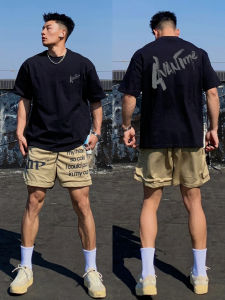 Heavyweight Pure Cotton Mens T-Shirt Summer Short Sleeve Printed round Neck Loose Fit Fashionable Casual Cotton Tee