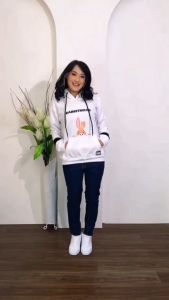 Sweater Hoodie Basic Jumper Bordir Putih Hitam