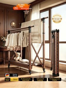 MINGZHI | Foldable Aluminum Alloy Retractable Floor Clothes Drying Rack