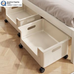 Bed Bottom Storage Box with Wheels Drawer Style Mobile Organizer Clothes Storage Solution Underbed Storage Box Household Organization