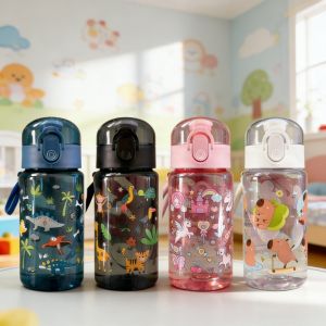 Kids Water Bottle Cute Capybara Cartoon Plastic Cup Straw & Hand with Large Water Cute Capybara Rainbow Outdoor Portable Bottle