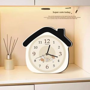Creative Small House Desktop Clock Office Silent Clock Display Style Entrance Wine Cabinet Hall Table Clock Battery Powered