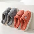 New Cotton Slippers Unisex Furry Surface Embroidered Spring Autumn Indoor Warm Anti-slip Fleece Lined Thick Comfortable Bottom. 