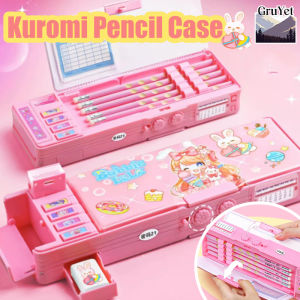 Kuromi Multifunctional Mechanism Stationery Pencil Case Button Deformation Code Lock For Boys Girls