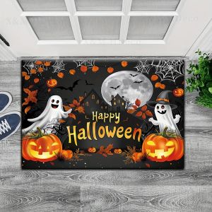 VIKAMA Halloween Carpet Crystal Velvet Floor Mat Door Mat Living Room Carpet Welcome Mat Outdoor Carpet Home Decoration