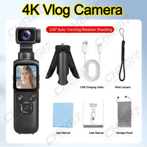 Touch Screen 4K Action Camera With 330° Face Tracking Gimbal Stabilizer 75MP Pixels WiFi Function Pocket Gimbal Camera for Vlog