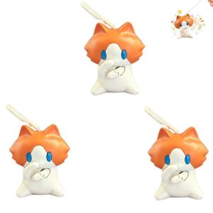 YOUYUEPIN Cute Cheese Cat Keychain Pull Out String Fidget Toy ASMR Sound Swinging Hand Doll Portable Bag Charm Anti Stress Mainan Lucu Christmas Gift